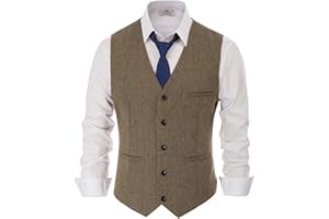 PaulJones Gilet Homme Boutonné Col V sans Manche en Laine Classique