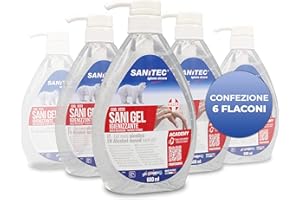 STERILFARMA EVOLUTION (6 pz da 600ml) Sanitec Sani Gel Igienizzante Mani 77% Alcol, Disinfettante, Antibatterico senza risciacquo