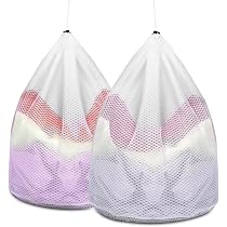 AiQInu 2 Pezzi Retina per Lavatrice, 40 x 30cm Sacchetti Lavatrice Biancheria in Rete, Sacco Biancheria Sporca con Coulisse, Sacchetto Scarpe Lavatrice