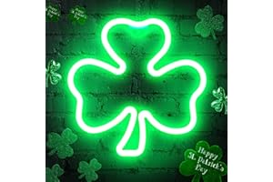 SILOM St. Patrick's Day Lights Clover Decoration Lights, LED Four Leaf Clover Window Lights USB Powered Green Irish Shamrock LED Neon Signs for Windows Wall Bedroom Indoor Outdoor (Clover)