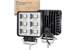 Dinfu phare de travail led tracteur,2 x 144W 4" LED Projecteur de travail Phares Longue Portee led IP68 Spot offroad Lumière pour Voiture Camion Tracteur SUV Bateau