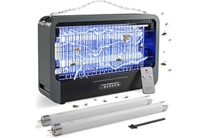 Zanzariera Elettrica Doppia Faccia MJUM Lampada Antizanzare Elettrico Insetticida con Luce 20W 3500V Trappola Zanzare Elettrica con Timer e Telecomando per Giardino,Interno,Due Lampadina di Ricambio