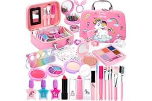 Purpledi Maquillage Enfant Jouet Fille 33pcs Jouet de Maquillage Lavable et Non Toxique, Maquillage Enfant Fille , Valise Beauté pour Enfant, Cadeau de Noël Anniversaire pour Fille 3 4 5 6 7 8 Ans