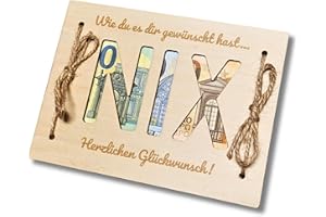 EQUIK PRODUCTS Geldgeschenk Nichts, NIX | Lustige Geschenke für Männer und Frauen | Geschenk für Geburtstag, Hochzeit, Reise| Für alle die Sich Nichts wünschen | Geldgeschenk Verpackung aus Holz (NIX)