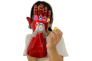 LIUQI Iron Man Infinity Gauntlet, Iron Man Guanto LED con Magnete Rimovibile Infinity Stones-3 modalità Flash Halloween Cosplay Guanto