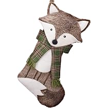 Chaussettes De Noël Velours Renard 20x40 Cm - Lot De 2 - Pour Cadeaux Ou Décoration