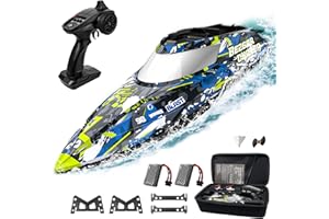 BEZGAR Remote Control Boats With Portable Suitcase, Fast Speed RC Boat 32+ KPH for Pools and Lakes & Sea, Summer Toys for Adults for Kids Boys Age 8+ Years Old, TX123