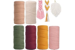 SMGBWAY 6PCS Makramee Garn, 1mm x 100m Bunt Baumwollseil, Natur Baumwolle Makramee Baumwollgarn Baumwollkordel für DIY Handwerk, Hängepflanze,Blumenampel, Basteln Stricken Boho Deko Wandbehang Dekoration (01)