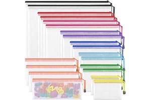 JICSETK Plastic Zip Wallets Folders- 20Pcs Multi-Sizes Zip Lock Bags Plastic Folders Document Wallet Zip Pouches for School, Office, Travel, Home Storage, and Organizing Stationery.
