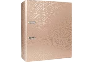 INTERDRUK Archivador de palanca A4 75 mm - Diseño Metálico - Rose Gold Monstera