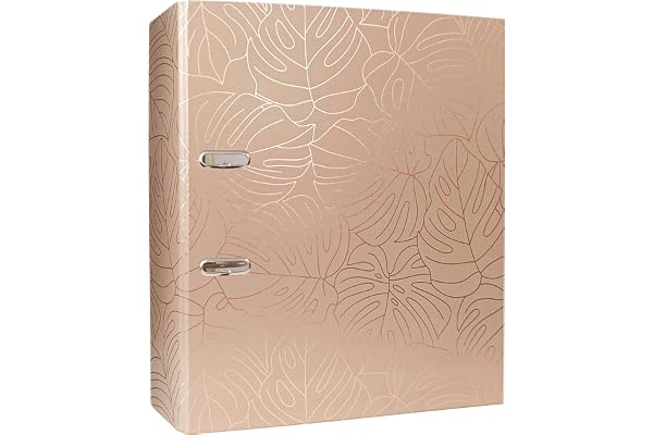 Classeur à Levier A4 75 mm - Design Métallique - Rose Gold Monstera