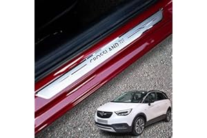 WYXAXNM 4 Pcs Stainless Steel Door Sill Protector for OPEL Vauxhall Crossland X 2017-2021, Car Threshold Cover Edge Non-Slip Scuff Guard Protection Strip Sticker, Auto Styling Decoration Interior Accessories