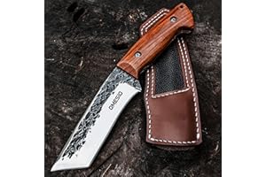 Omesio coltello da esterno, coltello da caccia fisso di sopravvivenza all'aperto lama fissa a codolo pieno con fodero, manico in legno