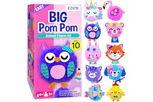 EZCRA Easy Arts and Crafts for Kids Age 3-5 - Make 10 Big Pom Pom Kit - DIY Plush Art Activity Craft for Little Boys & Girls - Toddler Crafts Sensory Activities