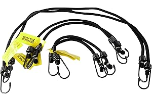 Savage Island Gumki napinające, bardzo mocne, oliwkowo-zielone z haczykami na obu końcach, elastyczne, do ogrodu, samochodu, majsterkowania, bagażu, na kemping, 2 x 30 cm, 2 x 45 cm + 2 x 75 cm