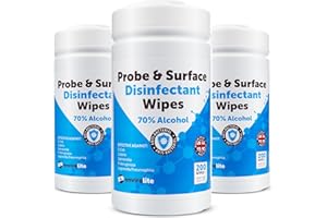 THERMOMETER WORLD Antibacterial Wipes - 3 x Tubs of 200 Alcohol Wipes for Cleaning Surfaces and Kitchen Food Probes – Disinfectant Sterile Probe Wipes Food Safe