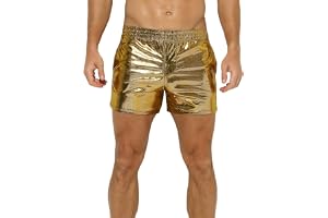 AIEOE Glänsande konstlädershorts för män, ultrakorta med elastiskt midjeband, sexig festoutfit i metallisk look