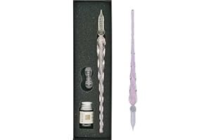 EACHHAHA Glass Dip Pen，Crystal Signature Pen for Art, Writing, Signatures — Decoration and Business Gift (3 piece Pink Pen)