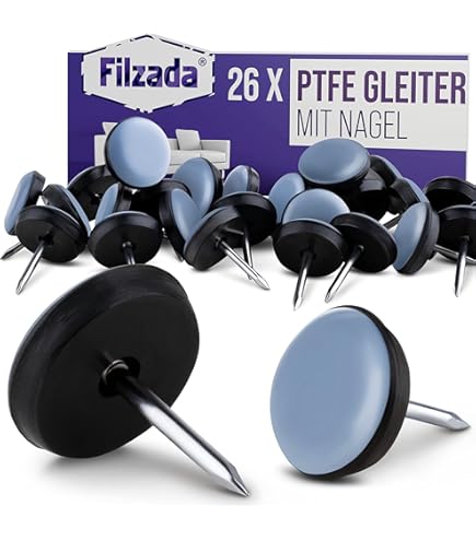 Adsamm® / 32 x kunststof glijders met spijker/wit/ 30 mm/rond/meubelglijders met spijker/meubel- en vloerglijders