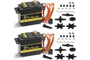 Miuzei Servo Digital Servomotor-Metall Kupfer Getriebe für Arduino 1/8 1/10 1/12 Auto Car Boot Flugzeug Roboter Arm 15kg 5V Standart Servo Micro Modellbau mit Horn und Cable