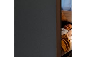 FEOMOS Schwarze Fensterfolie Blickdicht Sichtschutzfolie Selbstklebend Lichtundurchlässig Fenster Klebefolie Statische Dunkel für Schlafzimmer Badezimmer 60cm x 200cm