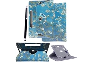 MOBILE STUFF Universal 360° Rotational Colourful Various PU Leather Stand Case Cover Fits All 7" Inch Android Tablets tab devices + Free Stylus Pen (BLOOSOM)