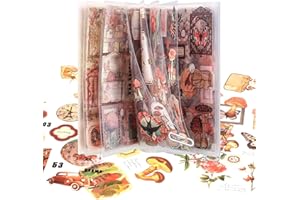 QUIIEOSKIA Vintage Scrapbooking Aufkleber Set, Scrapbooking Sticker, Pflanzen Sticker, Journal Zubehör für Fotoalbum Notizbuch Laptops