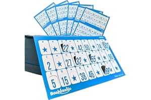 Bashtastic 504 Cartones Bingo Troquelados - Cartones de Bingo para Bingo Juego de Mesa Adulto, Bingo Cartones para 90 Bolas, Reutilizables (Azul, 504 Cartones)