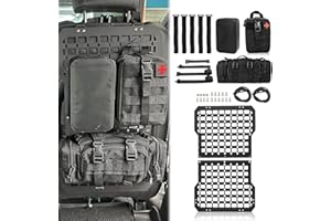 MAIKER OFF ROAD MAIKER Rigid Molle Panels for Vehicles Truck Mount Rack Tactical Seat Back Organizer Versatile Panel with 3 Storage Bag & 5 Hook and Loop Fasteners & 2 Elastic Rope for Storage Gears Accessories