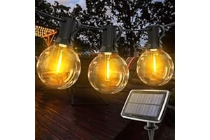 ROVLAK Guirnaldas Luces Exterior Solar LED 15M 25+3 LED Bombillas 4 Modes G40 Cadena Bombillas Solares Impermeable IP65 Girnarlas Luz Solar Exteriores Jardin Luces para Fiesta Bodas Partido