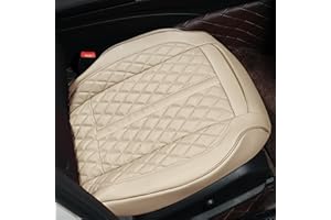 POKSRI Guero Genuino Piel de Vaca Funda Asiento Coche,Protector Funda Asiento Coche Delantero,cojin Auto,Funda Coche Asiento Cubierta Forro Universales 90% de vehículos(Beige,1p)