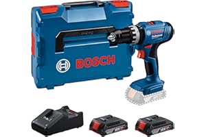 Bosch Professional 18V System Akumulatorowa wiertarko-wkrętarka udarowa GSB 18V-25 (maks. Ø wkrętów 10 mm, 2 akumulatory GBA 2,0 Ah, ładowarka GAL 18V-40, walizka L-BOXX)