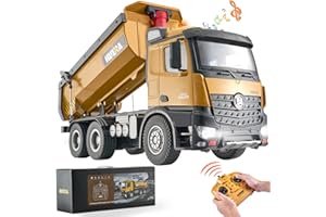 VEVOR Camión Volquete Control Remoto 10 Canales Camión Volquete RC 1:14 Vehículo de Construcción de Juguete Plástico con Luz Carga de 3,18 kg, 2 Baterías Recargables, para Niños Más de 8 Años