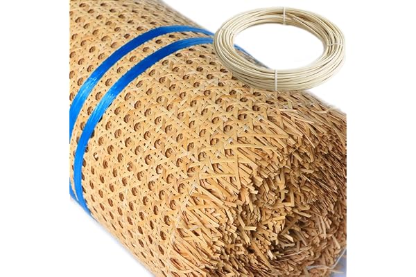 RIBLOR 80cm de Large, Naturel Cannage Rouleau pour Meuble, Rotin pour Cannage pour Chaise, Rouleau de Sangle Cannage, Toile Tissu en Rotin pré-tissée à Ouverte pour Armoire Plafond(40x150cm)
