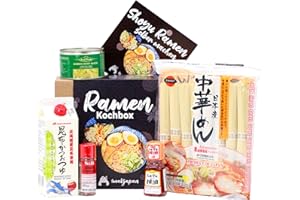 ‎1MAL1JAPAN 1mal1japan Ramen Kochset für japanische Nudelsuppe (für 8 Portionen, 6-teilige DIY Ramen Box, inkl. Anleitung), Geschenkidee