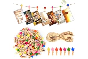 Bubuyun 100 PCS Clip in Legno per Decorazioni Portafoto Clip Legno Mini Mollette Decorative in Legno per Foto Carta Piccole Mollette per Artigianato Mollette Colorate Clothe Clip Legno Fiocco