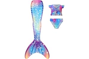 NAITOKE Coda di Sirena con Bikini per Bambina Set Bikini