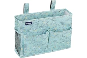 Surblue Bedside Caddy Hanging Bed Organizer Storage Bag Pocket for Bunk and Hospital Beds, College Dorm Rooms Baby Bed Rails,Camp Chiars?Wheelchair Side Bag?4 Pockets and 2 Hooks (Cartoon)