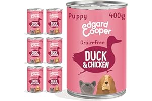 Edgard & Cooper puszki na mokrą karmę dla psów bez zbóż, naturalna karma 400 g x 6 kaczki i świeżego kurczaka, pełne żywienie, zdrowe i zbilansowane dla każdego psa
