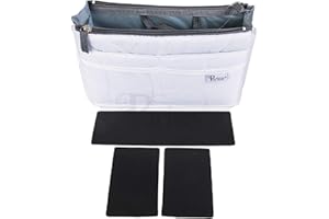 Periea 'Chelsy' Premium Handbag Organiser Insert: Structured Travel Pouch for Tote Bag, Purse Insert for Efficient Bag Organisation - Small, White