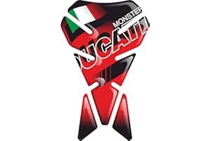 ParaserBATOIO ADESIVO, TANKPAD, PROTECTION DE RESEVOIR, RESINATO EFFETTO 3D compatibile con DUCATI MONSTER 600 696 1200 620 CORSE RED