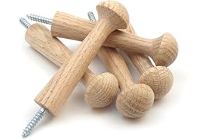 OAKCRAFTS Screw in Oak Shaker Peg 3.5" - (Pack of 5)