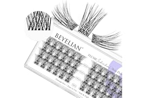 BEYELIAN Ciglia Finte Ciuffetti, C Curl Ciuffetti Extension Ciglia 48 Pezzi 0.07mm 14mm Fai Da Te Ciglia Finte per Uso Personale a Casa (Twin Flowers, Trasparente)