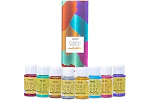 Nazca Colors Metallic Textilfarben Set – 8 metallisierten Farben je 30ml – Dauerhafte Farben für Stoffe und Kleidung, ideal zum Bemalen von T-Shirts, Schuhen, Jeans, Taschen, Leder und anderen Stoffen