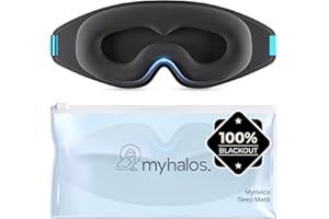 MyHalos® 100% Blackout Sleep Masks for Women & Men - Zero Eye Pressure Eye Mask for Sleeping -Our Halo Sleep Mask Includes a Storage Pouch- Black Eye Mask for Travel or Blindfold