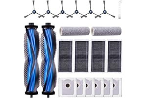 EOVWAEO 21 Stück Zubehörset für ECOVACS DEEBOT X8 PRO OMNI / X8 OMNI / X8 Saugroboter, Ersatzubehör 2 Hauptbürste 2 Walze Mop 6 Staubbeutel 6 Seitenbürste 4 Filter 1 Reinigungsbürste