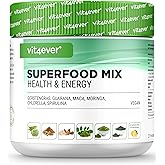 Combination of Superfoods - 420 g Powder (Shake) with Barley Grass, Guarana, Maca, Chlorella, Spirulina, Moringa - 100% Natur
