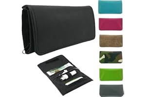 MIALAND Tabaquera Tabaco De Liar | Fabricado En España | Pitillera Tabaco De Liar | Pitillera de cuero | Sintético y Lona | Cartera Estuche Elegante | Resistente y Duradera (Negro)