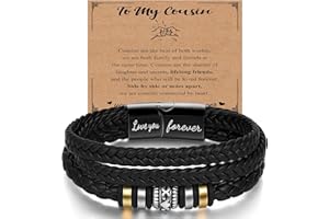 BFUEBUR Leather Bracelet for Boy, Engrave Magnetic Clasp Bracelet for Cousin Nephew Brother Grandson Son, Boy Jewelry Wristbands Birthday Gift for Teenage