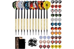 Nivofu Flechette Pointe Plastique, 12 Flechettes pour Cible Electronique, 14g Fléchettes avec 42 Ailettes et 100 Pointes, Set de Flechettes à Pointe Souple Darts Pointe Flechette Plastique Fléchette